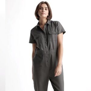 Cotton Linen Twill Short Sleeve Coverall Jumpsuit. Worn twice.